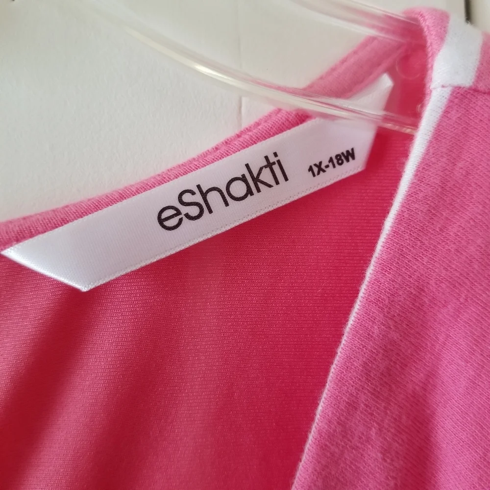 Eshakti 1X Pink Lined Dress Faux Wrap Plus 18 W 20 - Picture 5 of 12